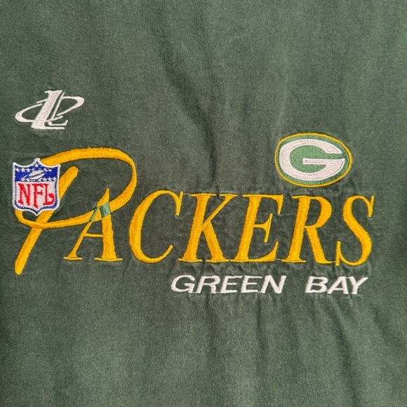 VTG 90s Logo Athletic Green Bay Packer Embroidered NFL Football T Shirt M - Picture 6 of 8
